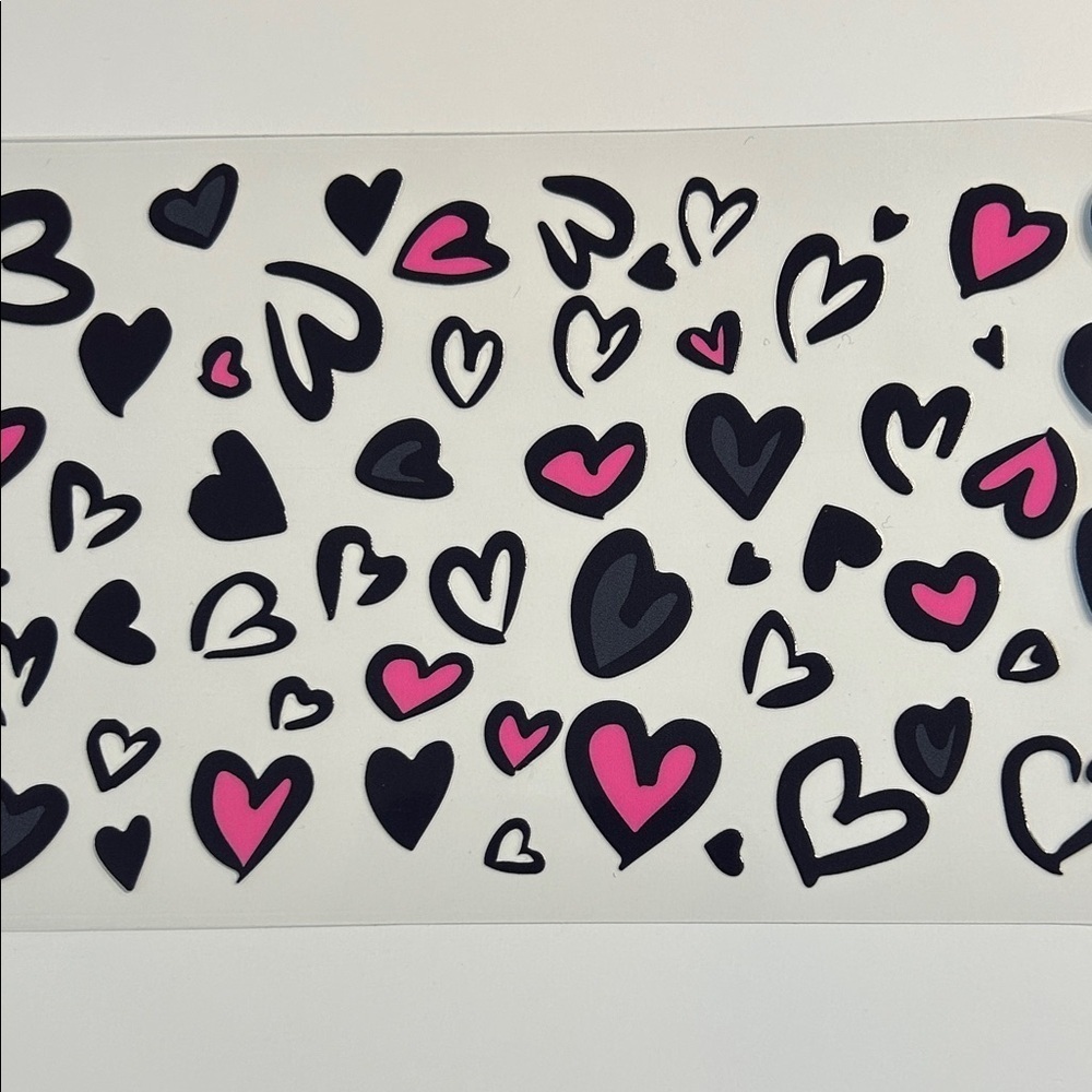 Pink Hearts Cup Decal